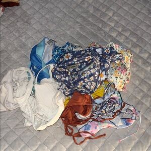 Mixed Floral & Solid Bikini Tops Bundle - Blue, White, Rust, Multicolor
